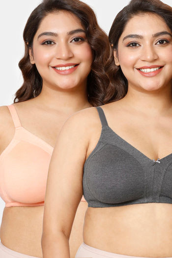 Buy Rosaline Cyber Grove Everyday Double Layered Non Wired Full Coverage Super Support Bra (Pack of 2) -  Pink Grey